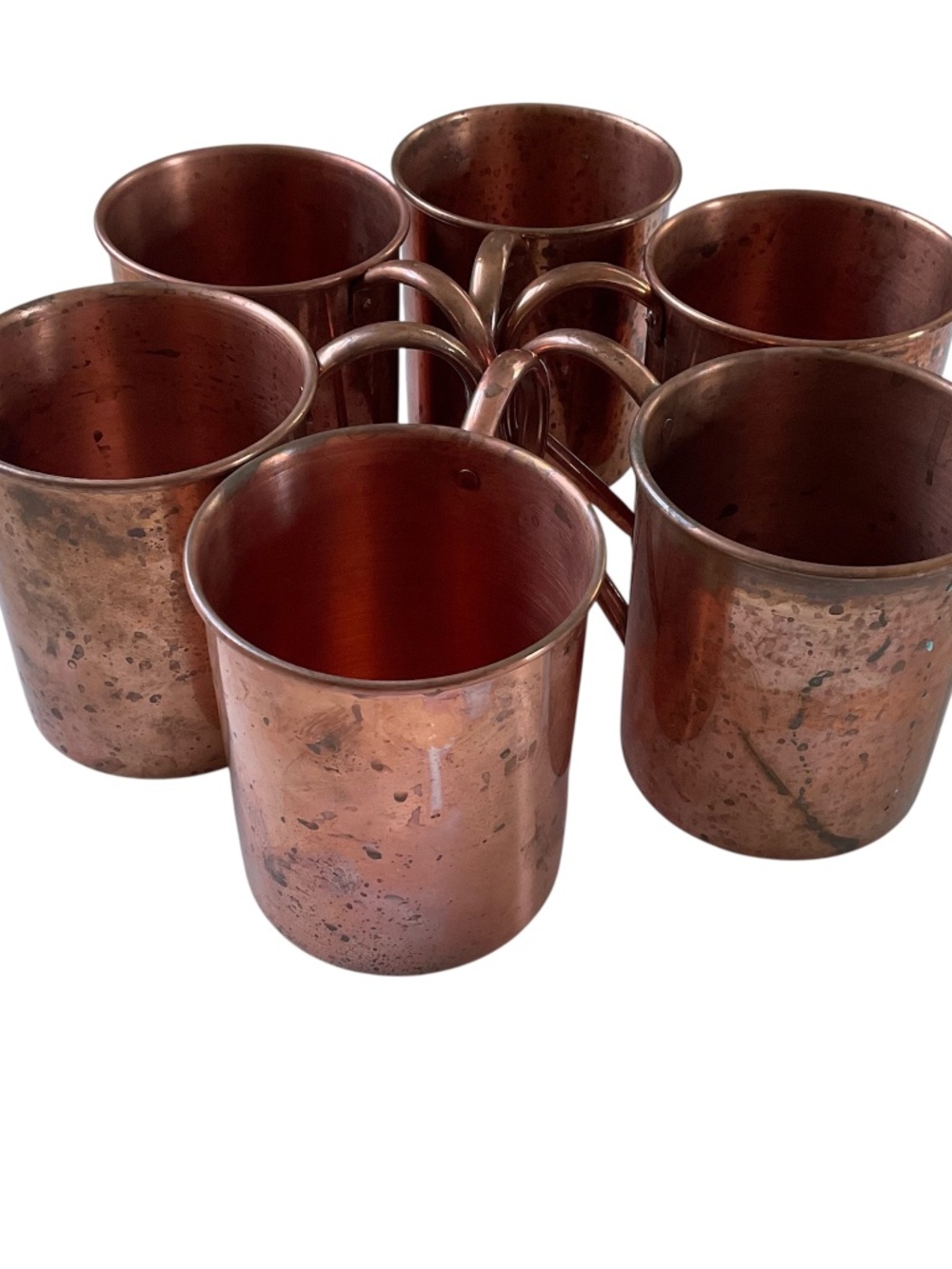 Vintage Paykoc Copper Mugs Set of 6 Turkish Moscow Mule Cups Patina Barware